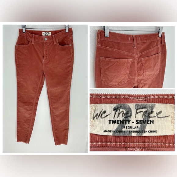 We The Free Pants - We the Free Corduroy‎ Skinny Pant Size 27 Raw Hem Modern Mauve Boho Chic Classic